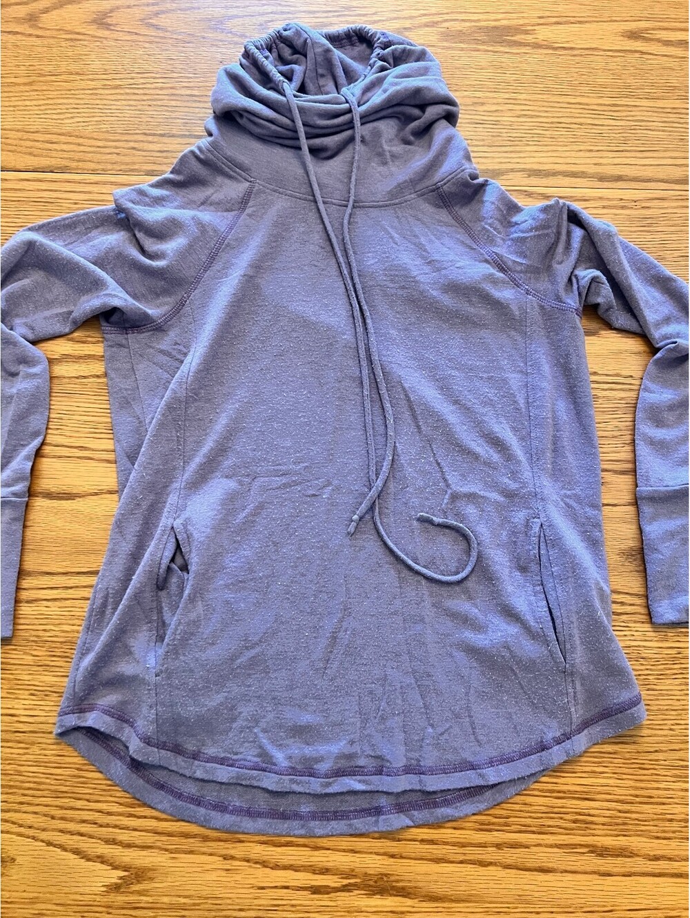 Pink Clover Purple Pullover Hoodie with Cowl Neck